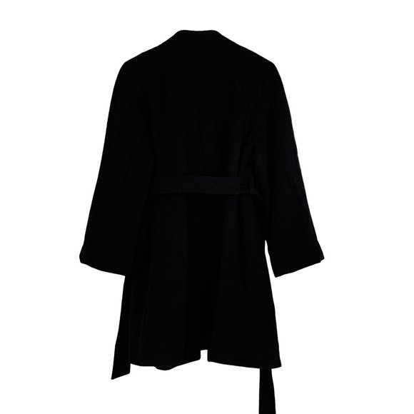 St John Collection Size 6 Black Over Coat Wool Cashmere 6711 Women GUC Belt - Picture 9 of 15